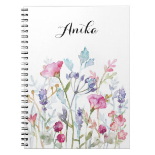 wildflower notebook, custom name notebook