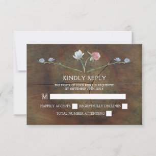 Wildflower Oak Wood Wedding RSVP Card