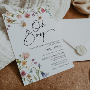 Wildflower Oh Boy Baby Shower Invitation