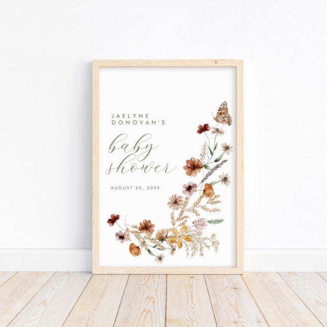 Wildflower On The Way – Modern Boho Baby Shower Poster (Creator Uploaded)