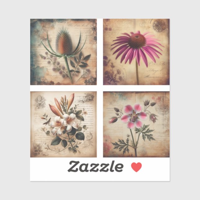 Wildflower on vintage distressed background (Sheet)