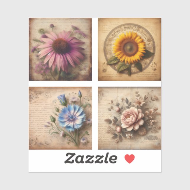 Wildflower on vintage distressed background (Sheet)