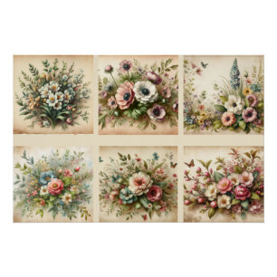 Wildflower on vintage distressed background poster