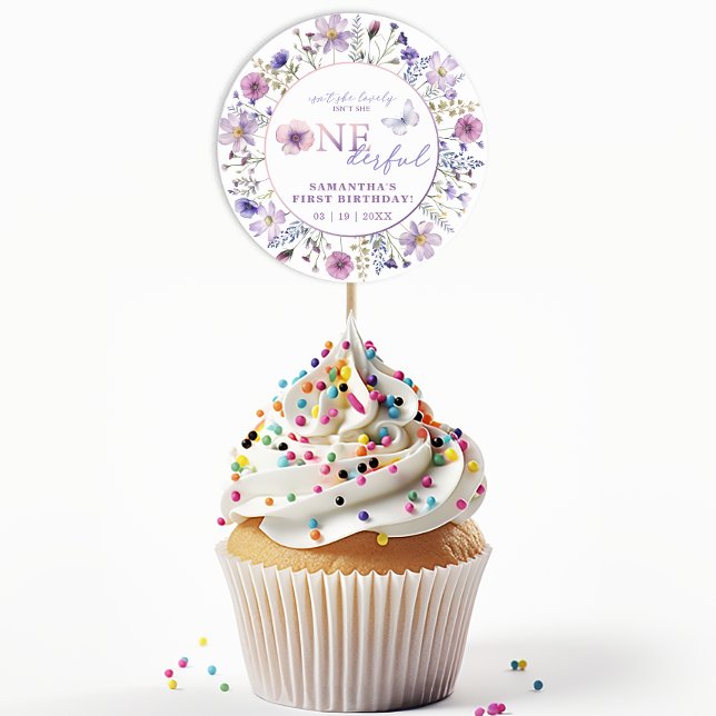 Wildflower ONEderful 1st Birthday Party Sticker (Onederful Wildflower Birthday PartyFavor Sticker)