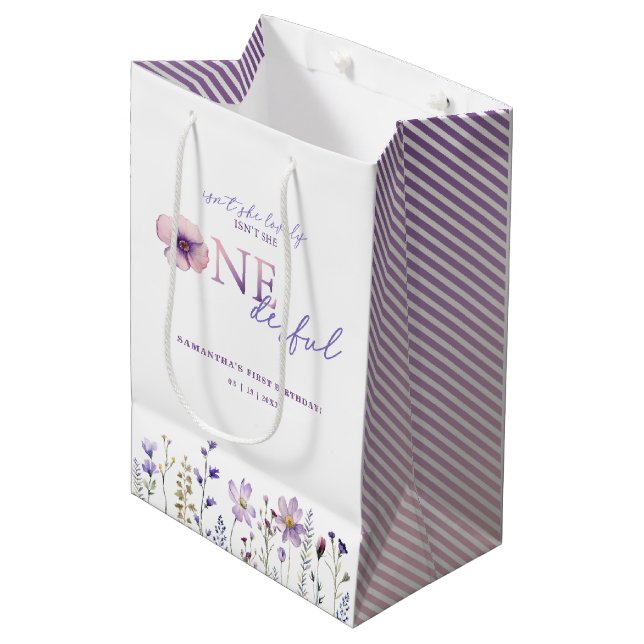 Wildflower Onederful First Birthday Gift Bag (Front Angled)