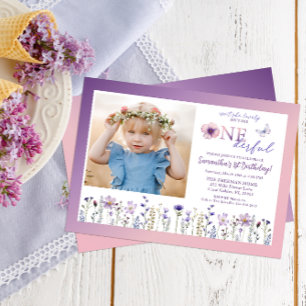 Wildflower Onederful Floral 1st Birthday Party Invitation