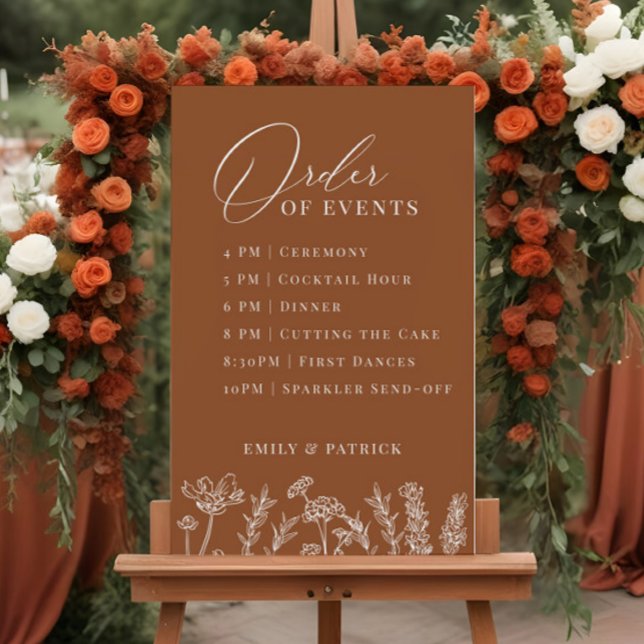 Wildflower Order of Events Wedding Terracotta Sign (Creator Uploaded)