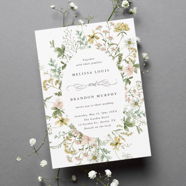 Wildflower Oval Frame Wedding Invitation (Creator Uploaded)