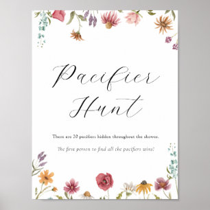 Wildflower Pacifier Hunt Baby Shower Game Sign