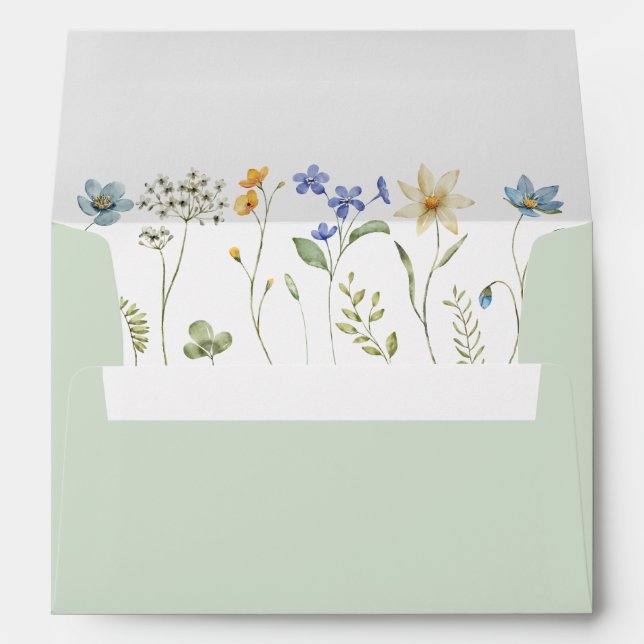 Wildflower Pale Green Minimalist Envelope (Back (Bottom))