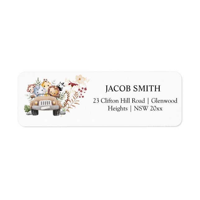 Wildflower Party Animal Kids Birthday Return Address Label (Front)