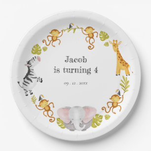 Wildflower Party Animal Safari Kids Birthday Party Paper Plate
