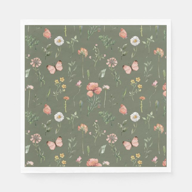 Wildflower Party Paper Napkins (Front)