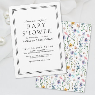 Wildflower Pastel Botanical Floral Baby Shower Invitation