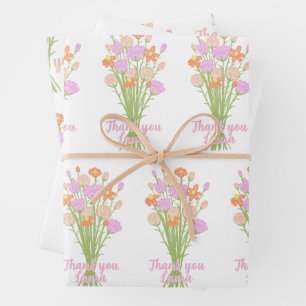 Wildflower Pastel Bridal Shower Custom Thank You Wrapping Paper Sheet