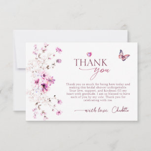 Wildflower Pastel Ruby Rose Bridal Shower Thank You Card