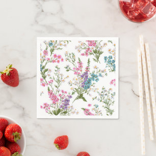 Wildflower Pastel Spring Floral Pattern Napkin