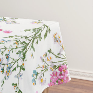 Wildflower Pastel Spring Floral Pattern Tablecloth