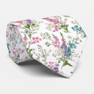 Wildflower Pastel Spring Floral Pattern Tie