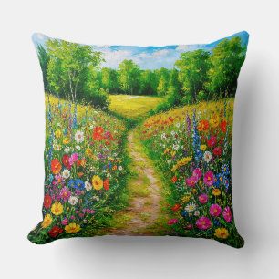 Wildflower Path Through a Lush Summer Cushion