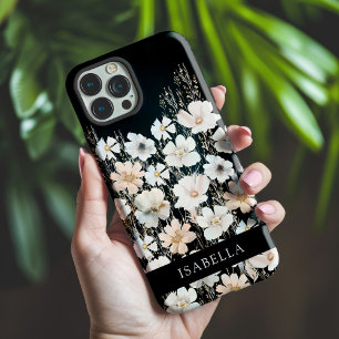 Wildflower Pattern on Black Personalised iPhone 15 Pro Max Case