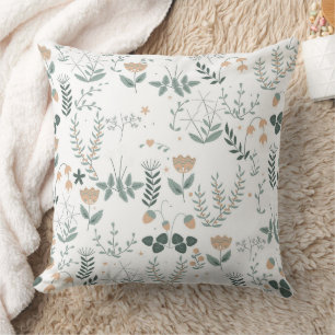 wildflower pattern, pastel floral, boho flowers,  cushion