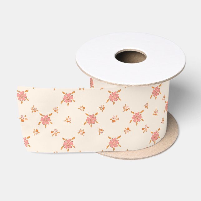 Wildflower Pattern Satin Ribbon (Spool)