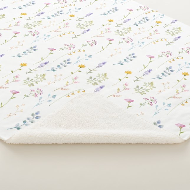 Wildflower Pattern Sherpa Blanket (3/4)