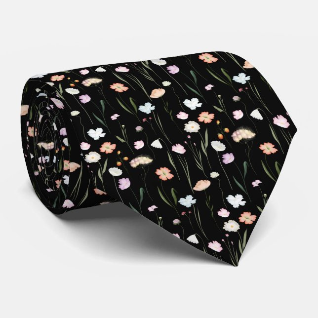 Wildflower Pattern Tie (Rolled)
