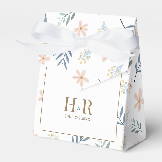 Wildflower Pattern Wedding Favour Box with Monogra (Front Side)