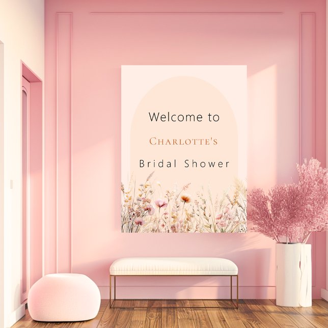 Wildflower peach arch bridal shower welcome poster (Creator Uploaded)