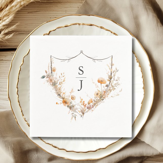 Wildflower Peach Floral Wedding  Napkin (Creator Uploaded)