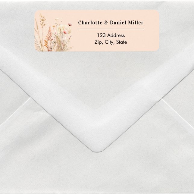 Wildflower peach pink return address label (Creator Uploaded)