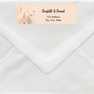 Wildflower peach pink script return address label