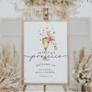 Wildflower Pearls & Prosecco Bridal Shower Welcome Poster