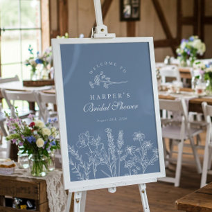 Wildflower Periwinkle Bridal Shower Welcome Sign