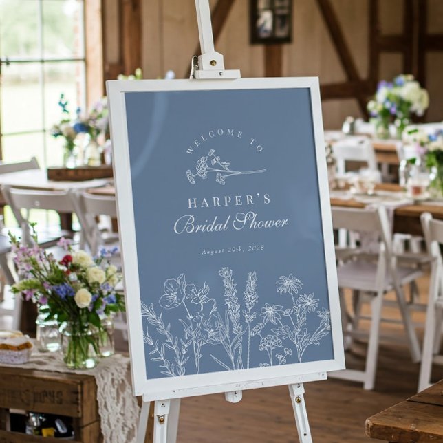 Wildflower Periwinkle Bridal Shower Welcome Sign (Creator Uploaded)