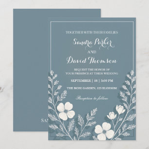 wildflower periwinkle elegant boho wedding  invitation