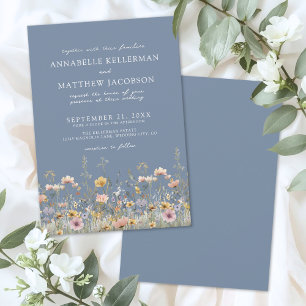 Wildflower Periwinkle Floral Wedding Invitation