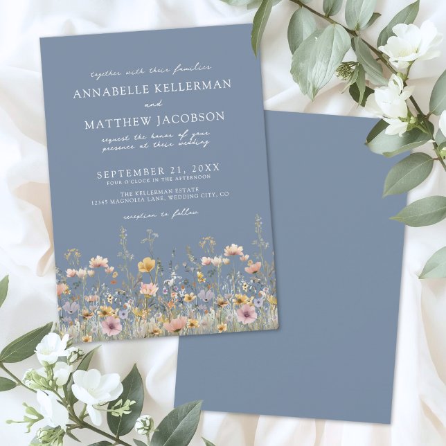 Wildflower Periwinkle Floral Wedding Invitation (Wildflower Periwinkle Floral Wedding Invitation)