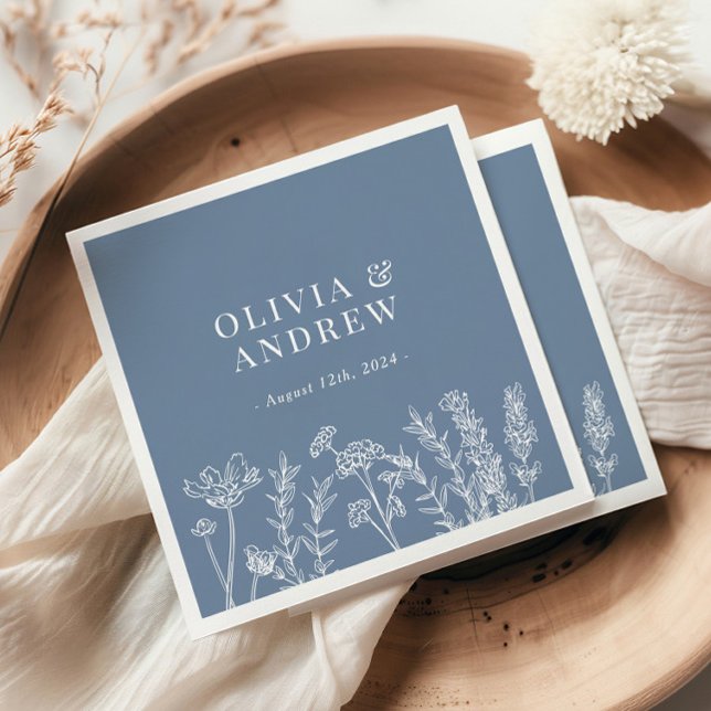 Wildflower Periwinkle Wedding Napkins (Creator Uploaded)
