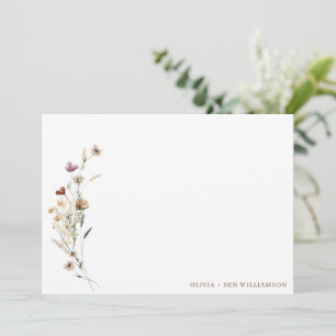Wildflower Personalised Couples Names Stationery Card