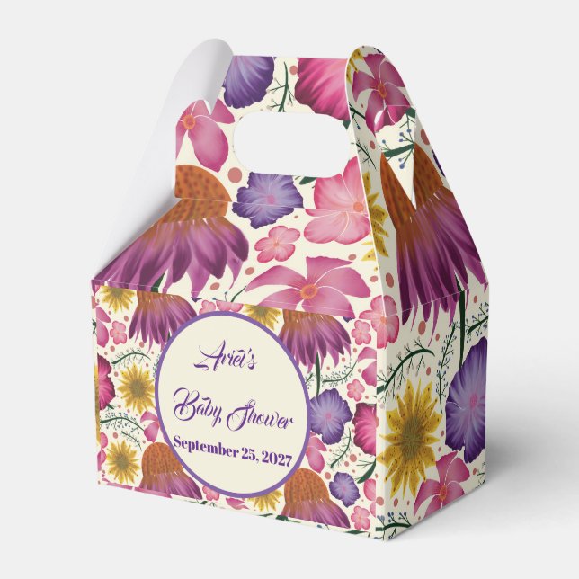 Wildflower Personalised Garden Baby Shower  Favour Box (Front Side)