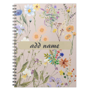 Wildflower Personalised Journal, Customised Women Notebook