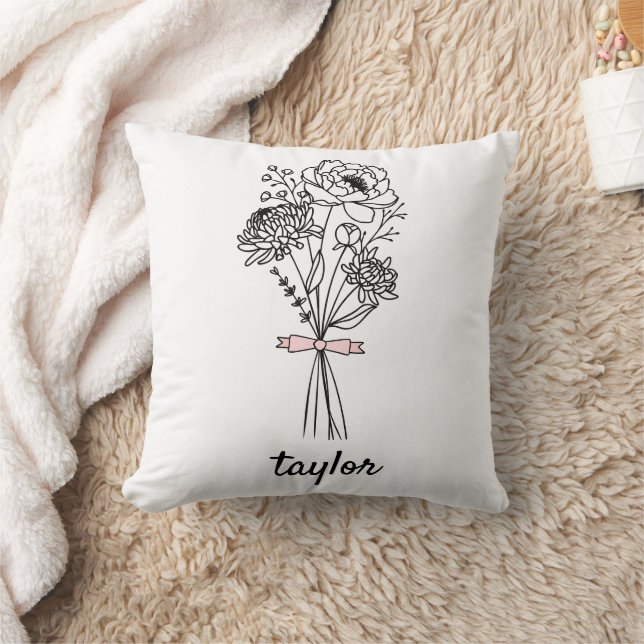 Wildflower Personalised name Cushion (Blanket)