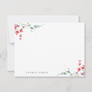 Wildflower Personalised Stationery Note Card Boho