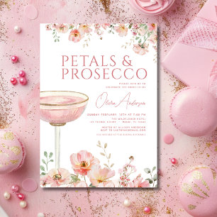 Wildflower Petals & Prosecco Blush Bridal Shower  Invitation