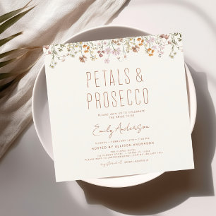 Wildflower Petals & Prosecco Bridal Shower Garden Invitation