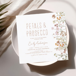 Wildflower Petals & Prosecco Bridal Shower Garden Invitation