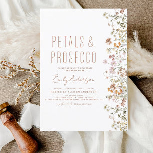 Wildflower Petals & Prosecco Bridal Shower Garden Invitation